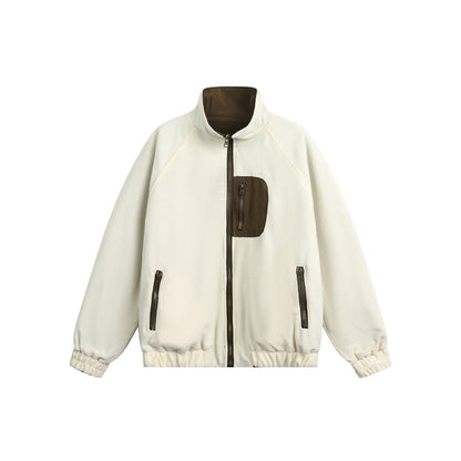 Unisex Lightweight Fleece Outdoor Jacket with Zipper Chest Pocket and Elastic Hem EVA-US