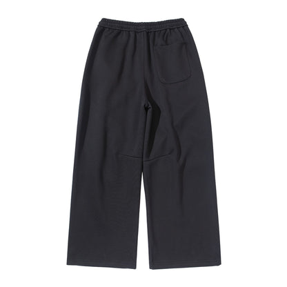 Women's Wide Cropped Jogging Pants made of French Terry with a high elastic waistband, drawstring, and side pockets EVA-US