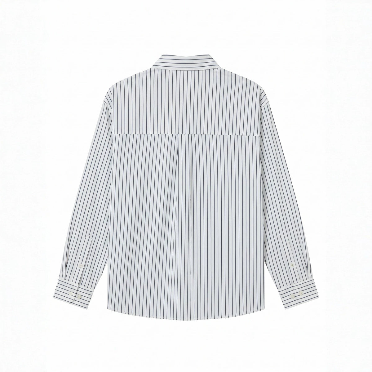 Women's oversized shirt blouse made of cotton blend with pinstripes, chest pocket, and doodle print EVA-US