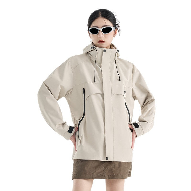 Women's technical waterproof oversized parka with hood and concealed zip pockets EVA-US