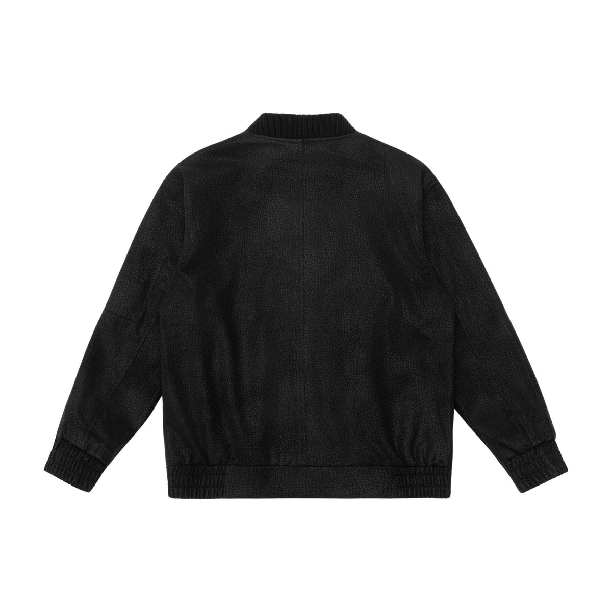 Unisex short bomber jacket with textured suede look and ribbed collar EVA-US