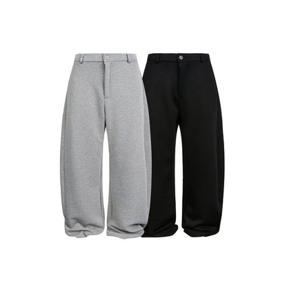 Women's Loose Cropped Sweatpants with Belt Loops, Pleats, and Balloon-Shaped Hem