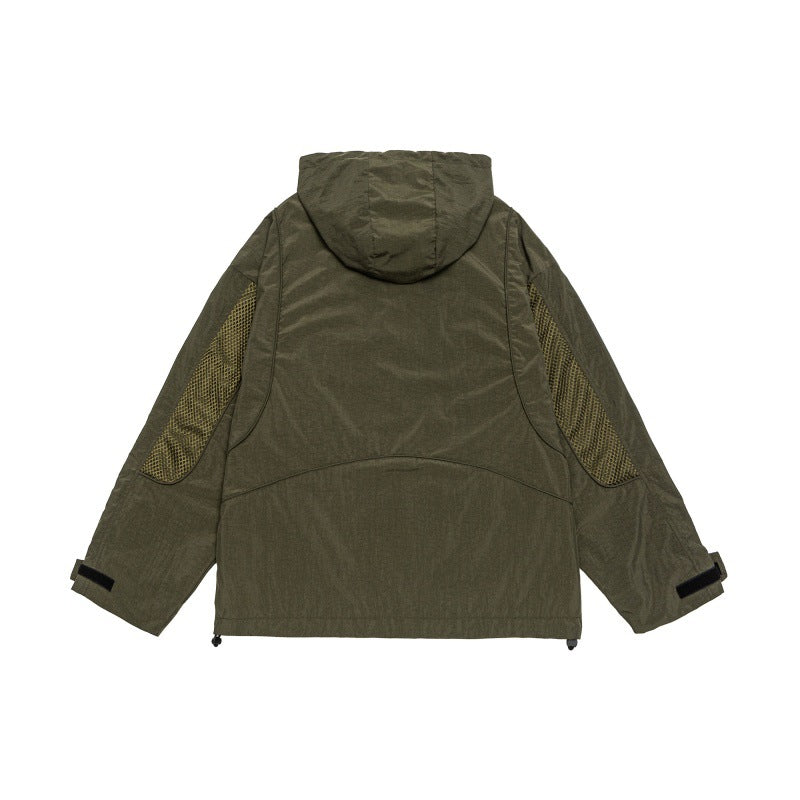 Unisex Oversize Utility Parka with Hood, Mesh Inserts and Concealed Front Flap EVA-US