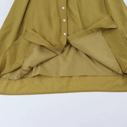 Women's sleeveless shirt dress with pleats, button placket and belt EVA-US