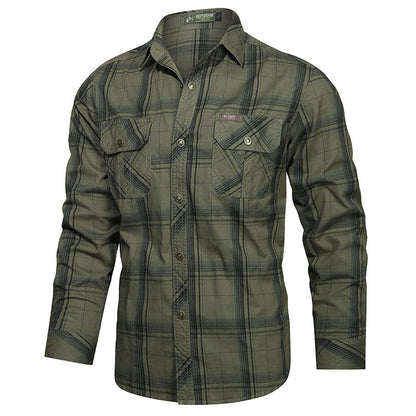 Men's checked flannel outdoor shirt with reinforced flap chest pockets and ergonomic back detail EVA-US