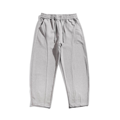 Women's Cropped Jogger Pants with Decorative Seams, High Elastic Waistband and Side Pockets