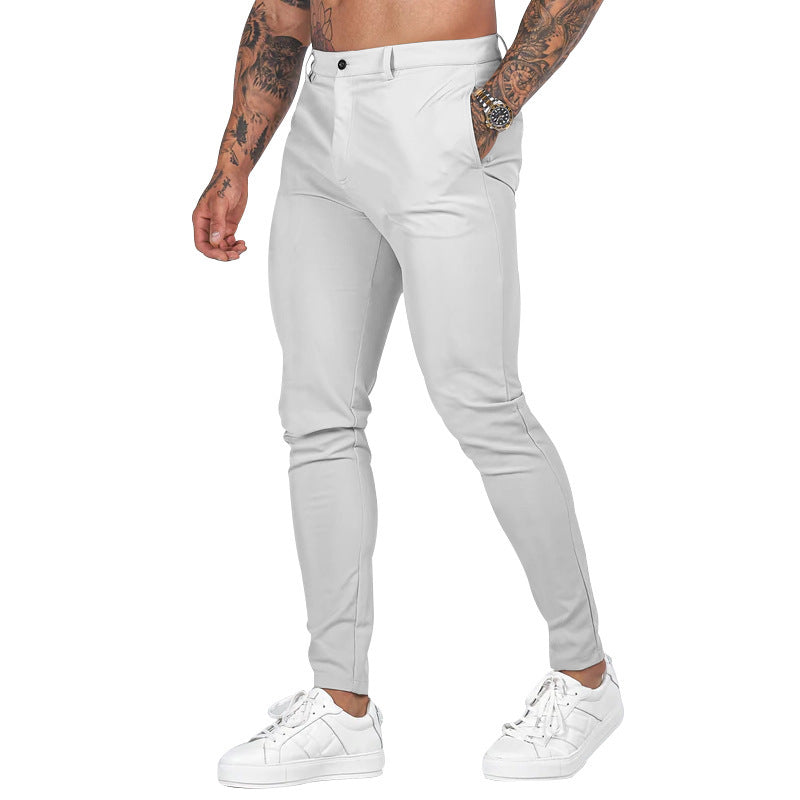 Men's Slim-Fit Chino Pants with Modern Design and Elastic Waist EVA-US
