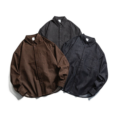Men's Boxy Shirt Jacket made of sturdy twill with rounded hem EVA-US