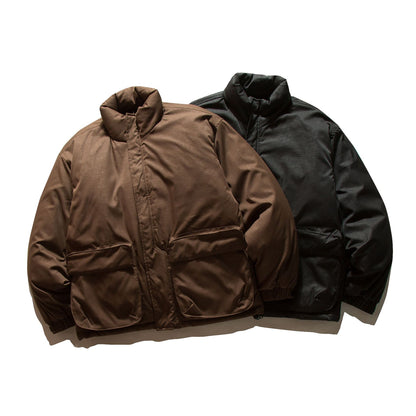 Unisex Boxy-filled Puffer jacket with high stand-up collar and utility pockets EVA-US