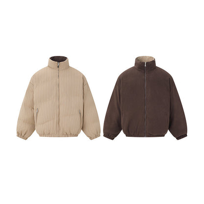 Unisex Reversible Boxy Jacket with Quilted Outer and Fleece Inner Side EVA-US