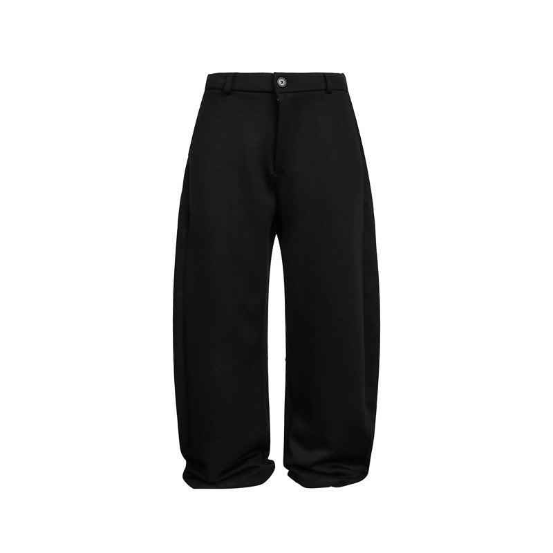 Women's Loose Cropped Sweatpants with Belt Loops, Pleats, and Balloon-Shaped Hem