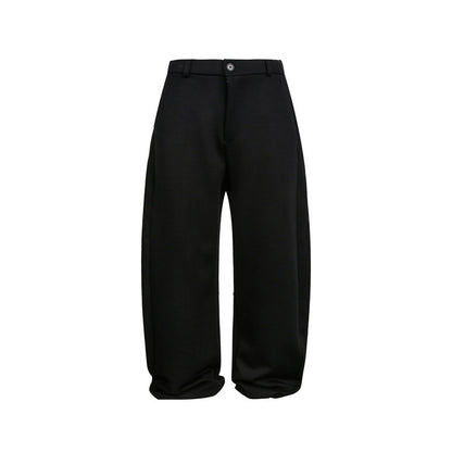 Women's Loose Cropped Sweatpants with Belt Loops, Pleats, and Balloon-Shaped Hem