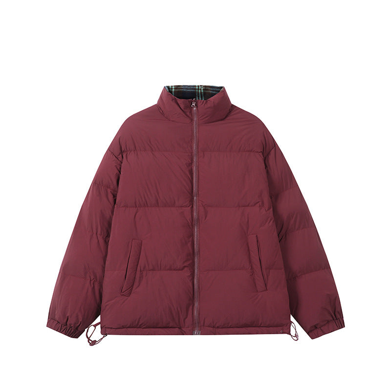 Unisex Boxy-Short Parka with quilted insulation, drawstring hem and plaid lined collar EVA-US
