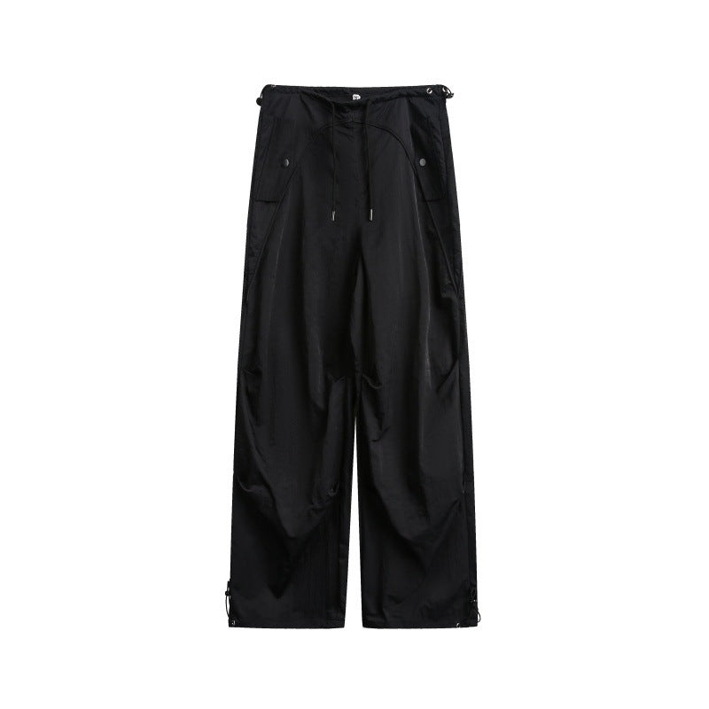 Women's wide cargo pants with drawstring waistband and adjustable hem EVA-US
