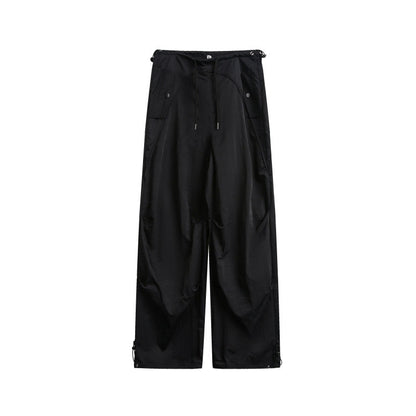 Women's wide cargo pants with drawstring waistband and adjustable hem EVA-US