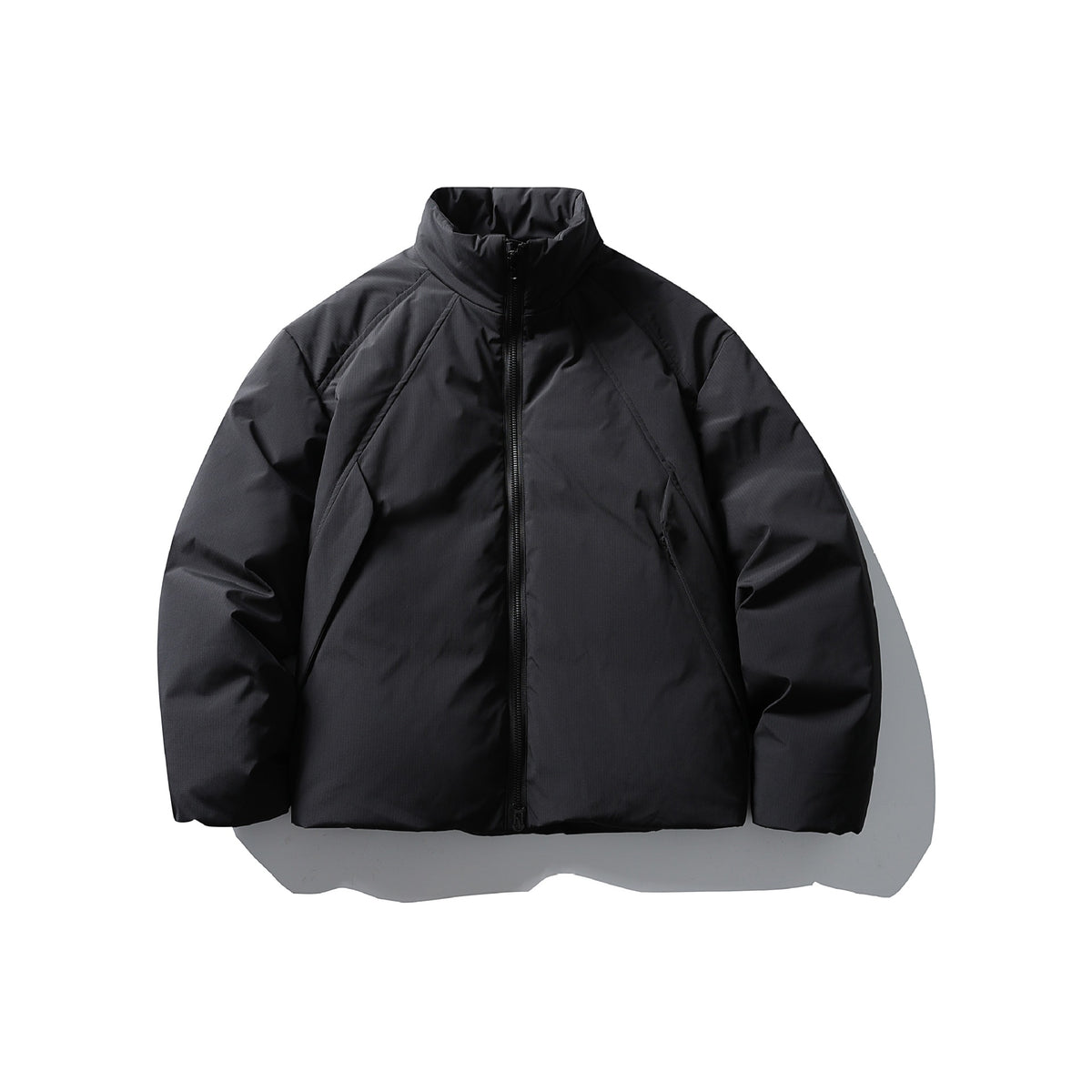 Men's Boxy Thermal Insulation Jacket with High Stand Collar and Minimalist Outer Shell EVA-US