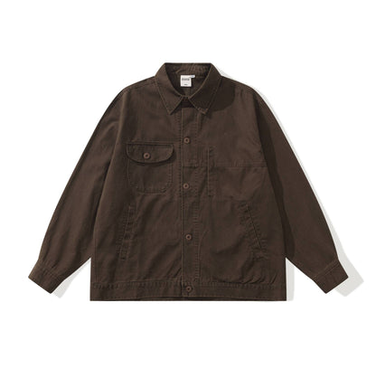 Men's Boxy Canvas Utility Blouson Jacket with Large Flap Pockets EVA-US