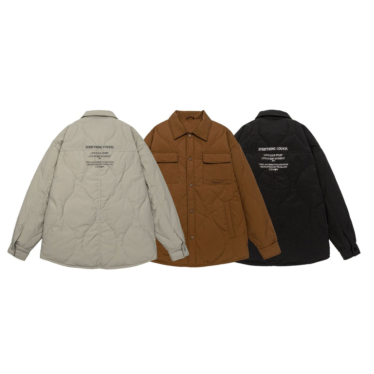 Men's Quilted Oversized Shirt Jacket with Quilting, Snap Buttons, and Chest Pockets EVA-US