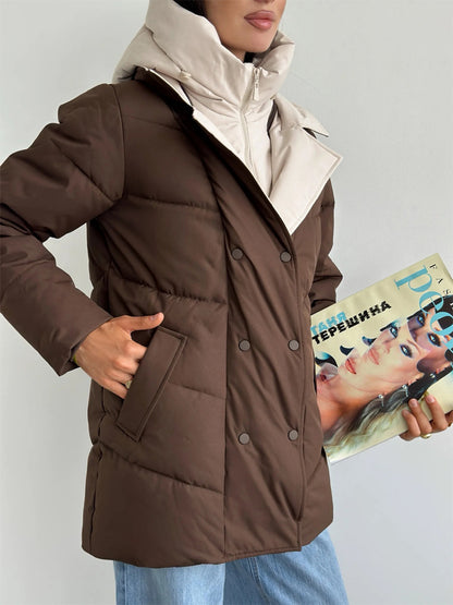Women's padded double-breasted parka with removable quilted inner vest EVA-US