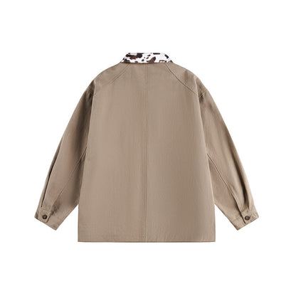 Unisex Overshirt in Utility Workstyle with faux fur collar and large flap pockets EVA-US