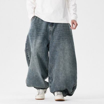 Men's extra-wide baggy jeans with a dropped crotch, relaxed low-crotch cut, and wide hem EVA-US