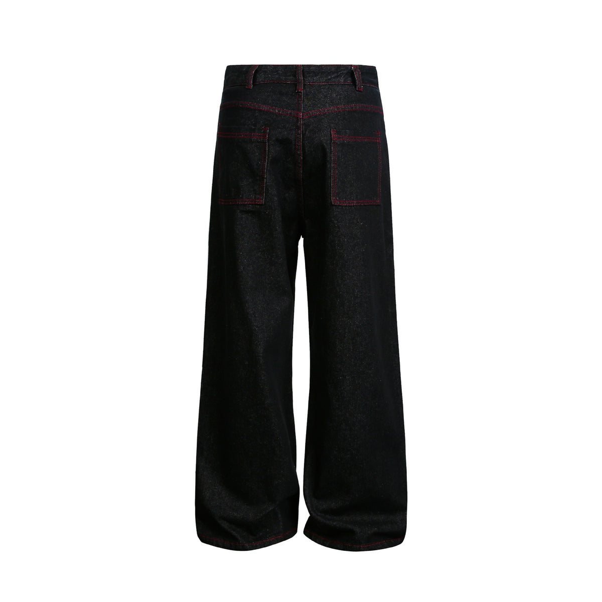 Women's wide cropped denim pants with high waist and contrast seams EVA-US