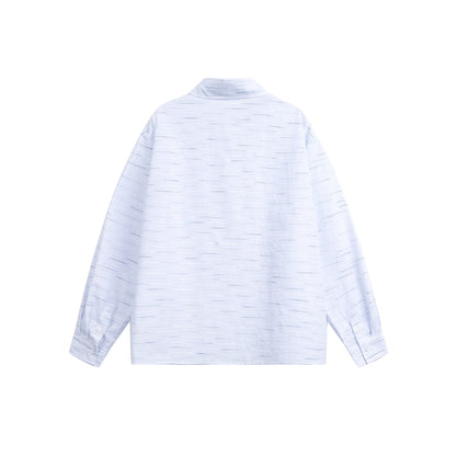 Women’s Wide Oversized Shirt with Fine Striped Texture and Chest Pocket EVA-US