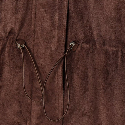 Ladies short jacket in field style made of suede leather look with stand-up collar, chest pockets, and drawstring EVA-US
