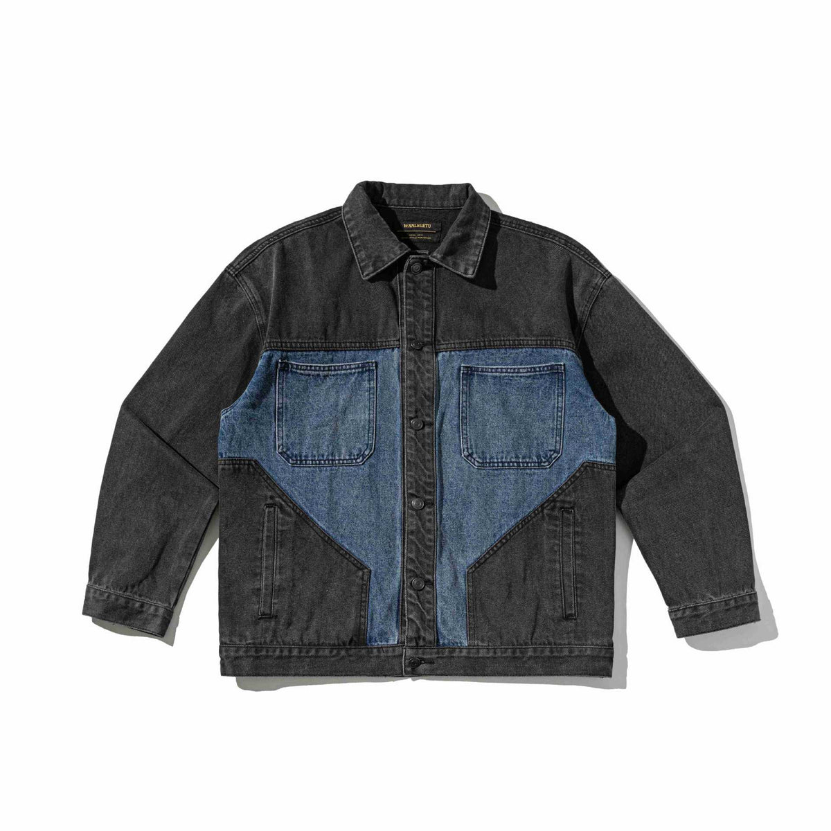 Unisex Denim Workwear Overshirt in a boxy fit with contrasted chest pockets EVA-US