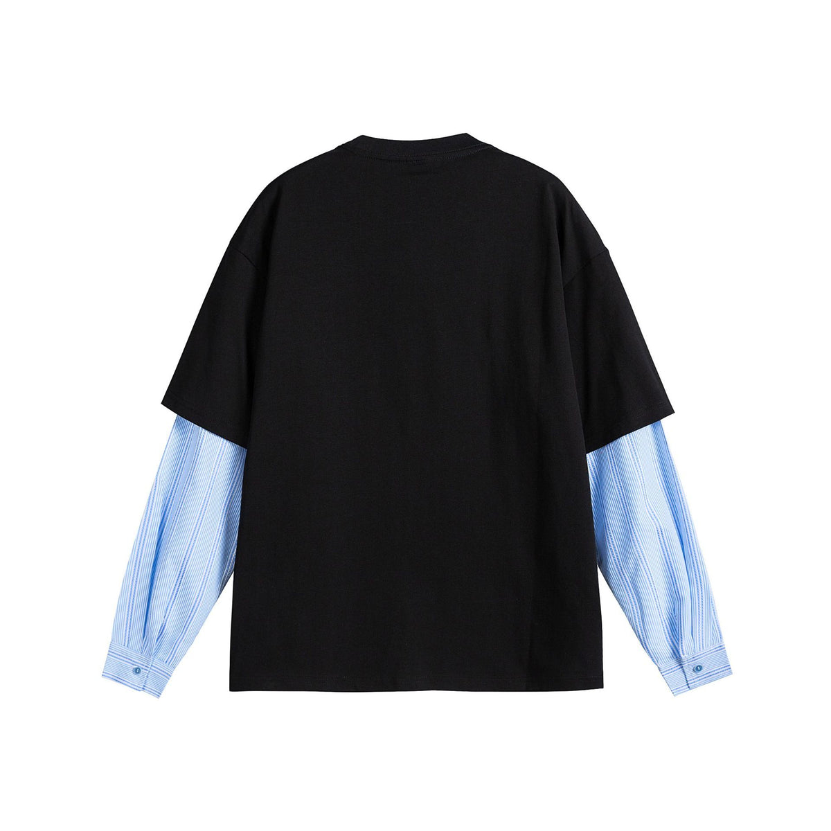 Women Layered Look T-Shirt with Integrated Shirt Sleeves and Oversized Print EVA-US
