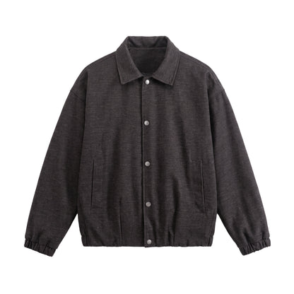 Men's short-cut wool blend blouson with concealed snap button placket EVA-US