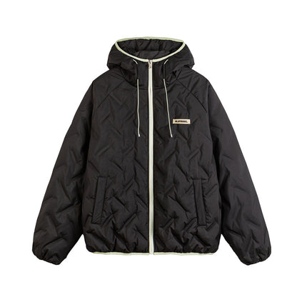 Unisex Padded Hoodie in Boxy Cut with Contrast Edges and Elastic Hem EVA-US