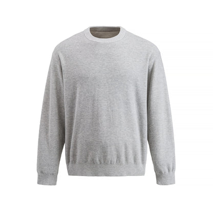 Men's Fine Round Neck Sweatshirt made of Terry Fleece with Ribbed Hem