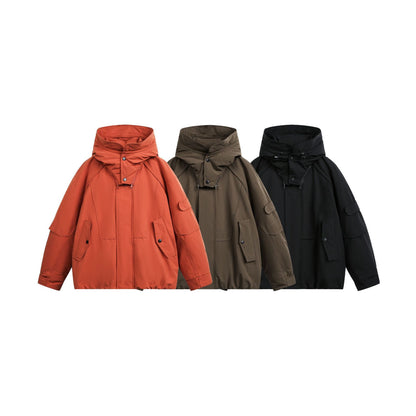 Men's Oversize Functional Parka with High Stand-Up Hood and Utility Pockets EVA-US