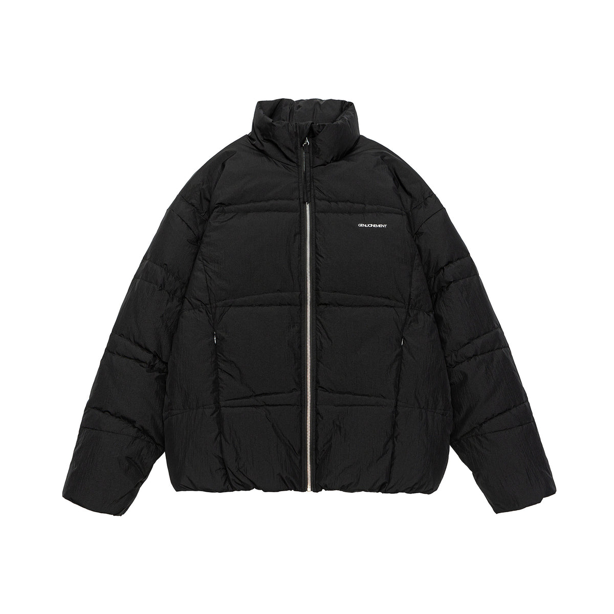 Men's Shorter Oversized Padded Puffer with High Stand Collar and Metal Zipper EVA-US