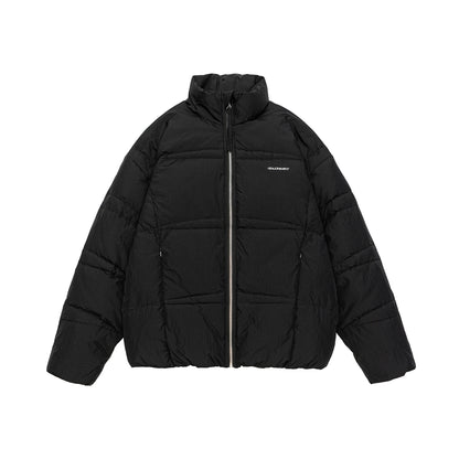Men's Shorter Oversized Padded Puffer with High Stand Collar and Metal Zipper EVA-US
