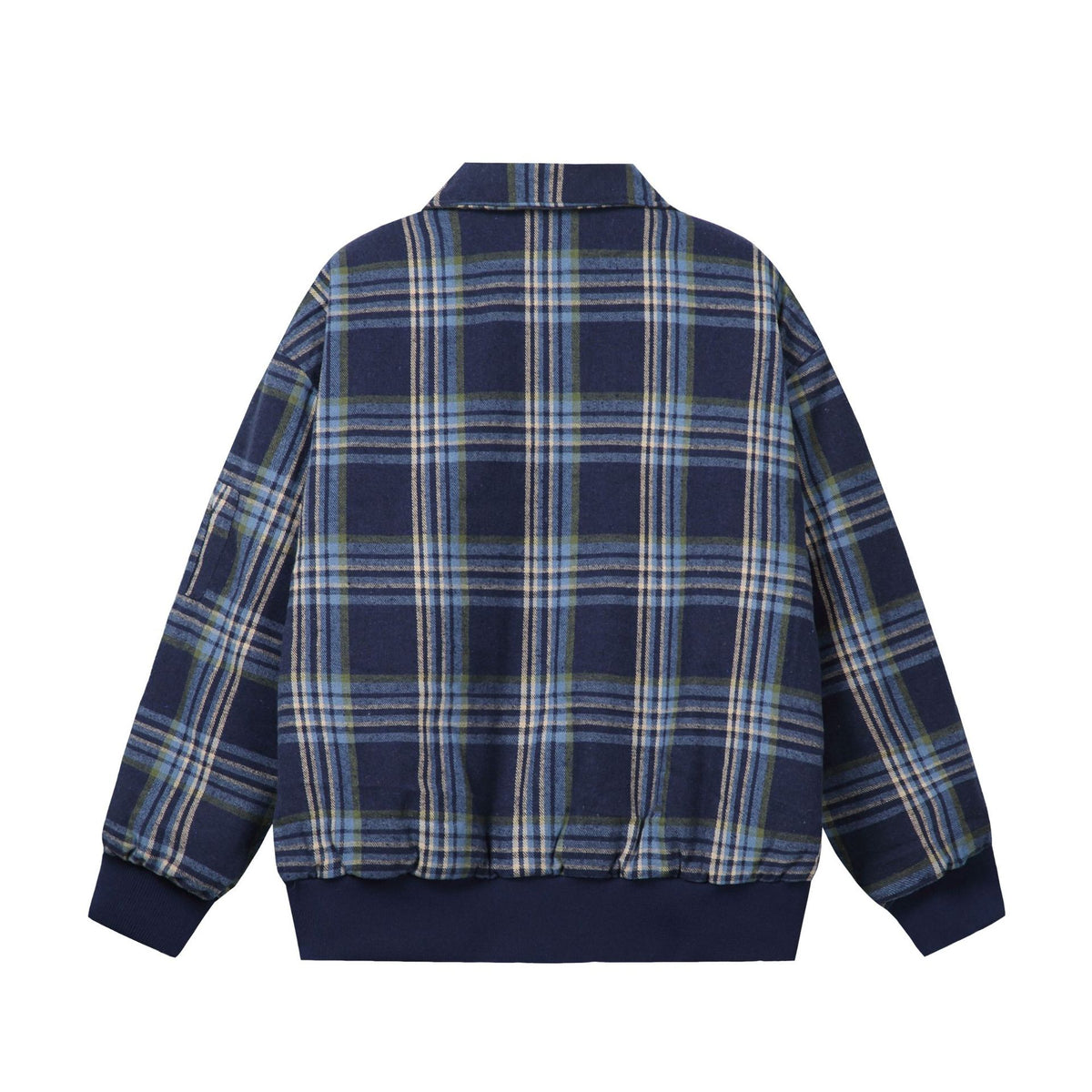 Unisex Checked Boxy Blouson in Oversized Cut with Rib Cuffs and Zipper EVA-US