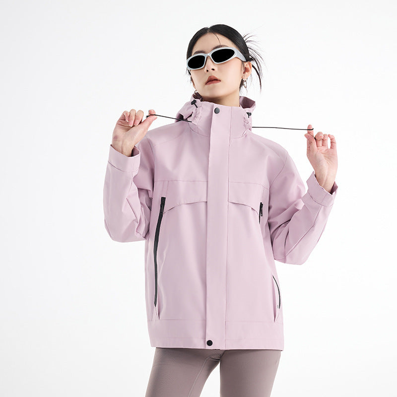 Women's technical waterproof oversized parka with hood and concealed zip pockets EVA-US