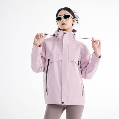 Women's technical waterproof oversized parka with hood and concealed zip pockets EVA-US