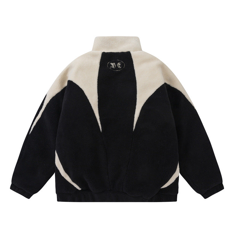 Unisex Oversized Teddy Fleece Jacket with High Standing Collar EVA-US
