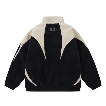 Unisex Oversized Teddy Fleece Jacket with High Standing Collar EVA-US