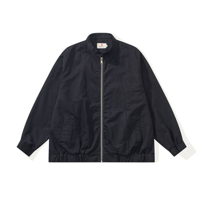 Unisex Stylishly Cut Canvas Zip Jacket with Stand-Up Collar, Drawstring Hem and Utility Pockets EVA-US