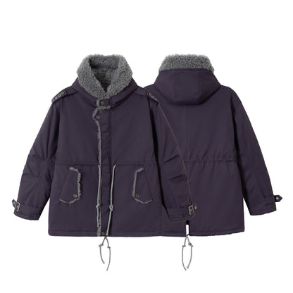 Women's short parka with teddy lining, drawstring and buckle sleeves EVA-US
