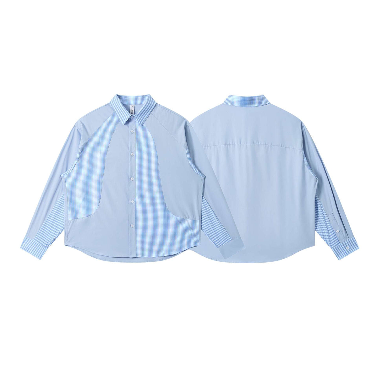 Women's Oversize Shirt with Check Panels and Raglan Sleeves EVA-US