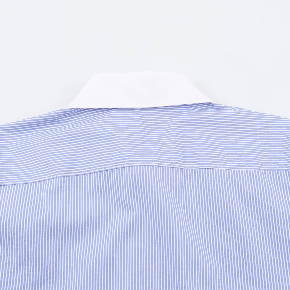 Women's Striped Oversize Blouse with Contrast Collar, Cuffs and Decorative Knot Closures EVA-US