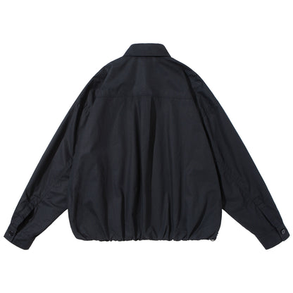 Unisex Loose fitting overshirt jacket made of cotton blend with drawstring hem and chest pocket EVA-US