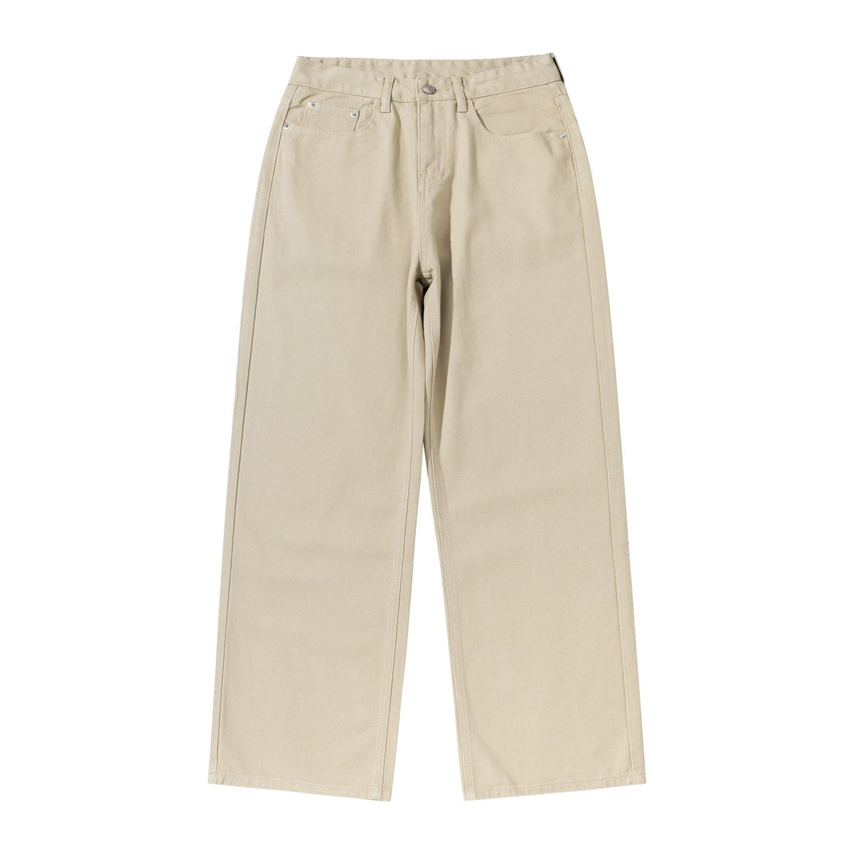 Women's Wide Cropped Pants with High Waist, Straight Leg, and Five-Pocket Design EVA-US