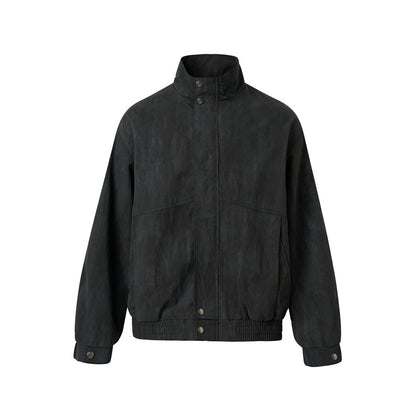 Unisex Short Jacket in minimalist Workwear look with high stand-up collar and snap button closure EVA-US