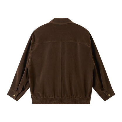 Men's short cut suede look blouson with elastic hem and flap pockets EVA-US