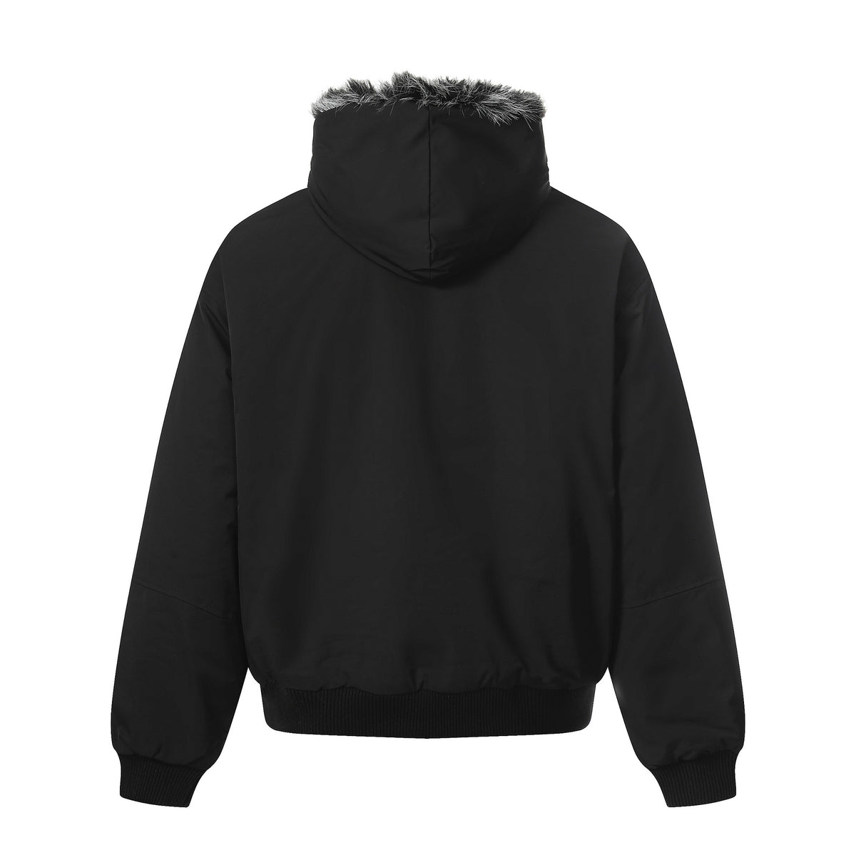 Men's Short Boxy Bomber Jacket in Aviator Look with Removable Faux Fur Collar EVA-US